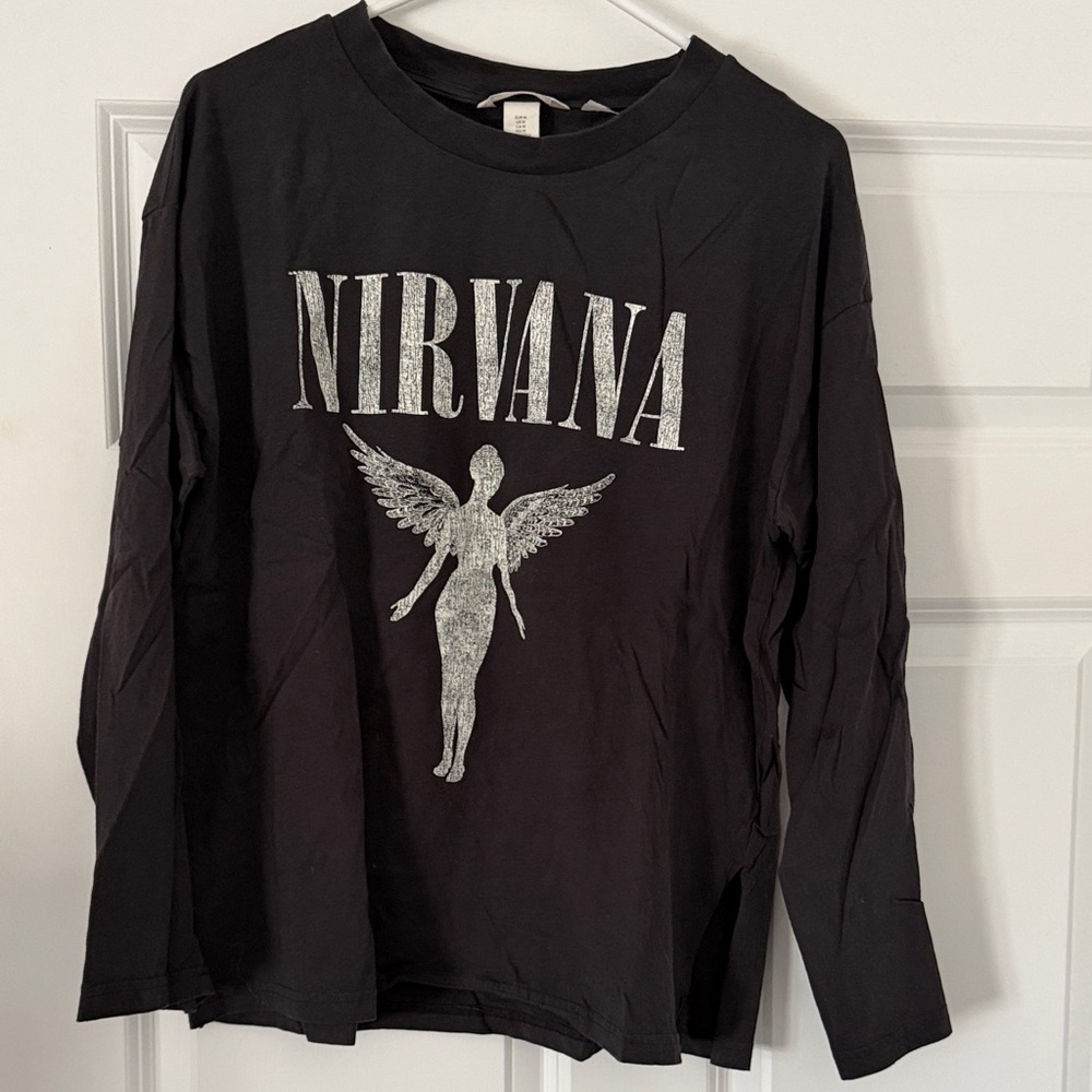 NIRVANA Black Tee with Silver Graphic